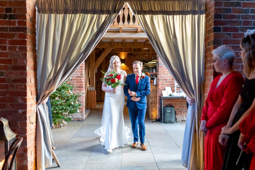 Bride and Father enter the Ceremony Barn