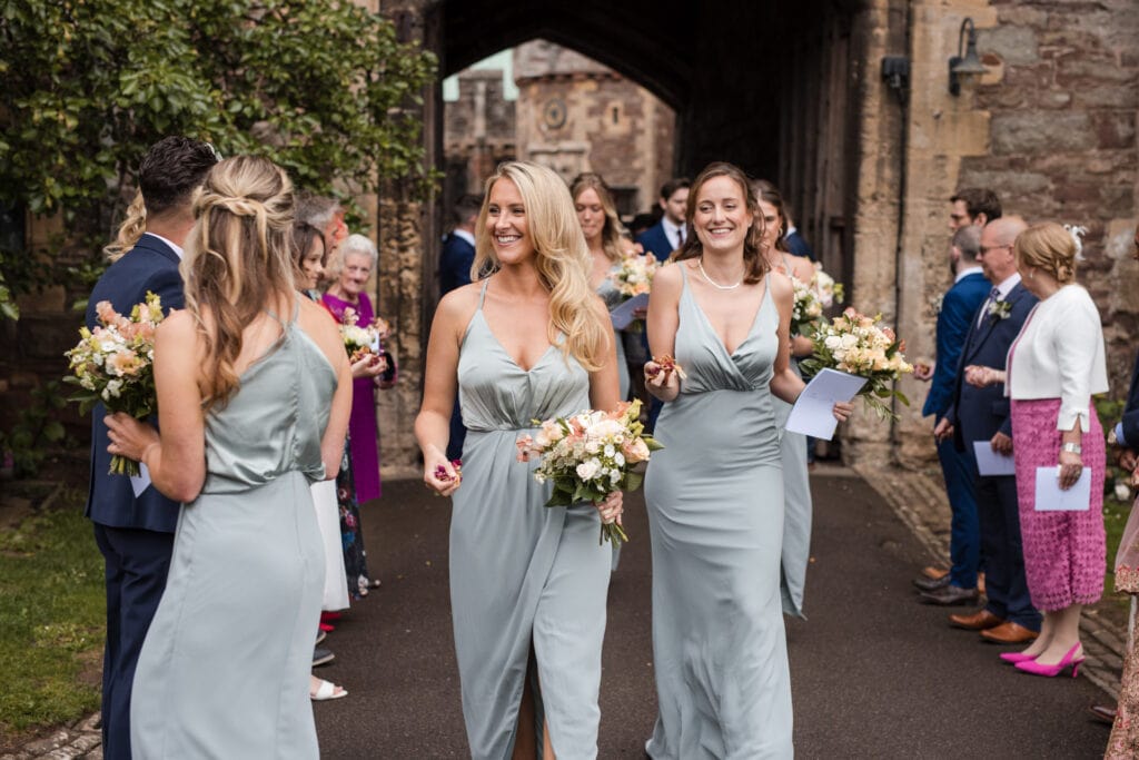 Bridesmaids holding confetti