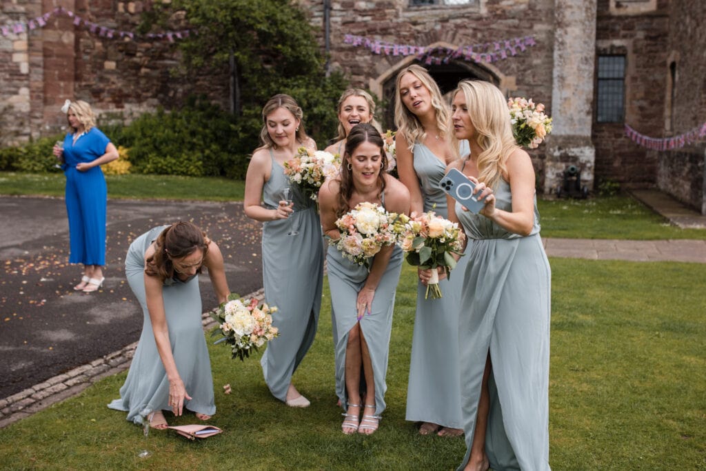 Bridesmaids having fun