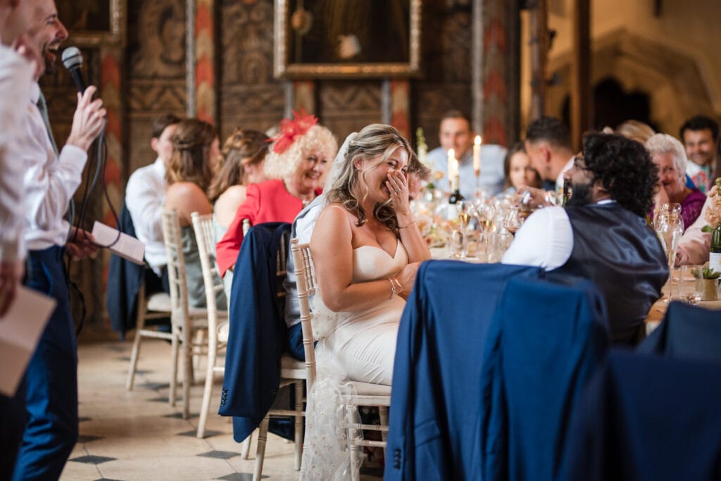 Best man speech with bride laughing