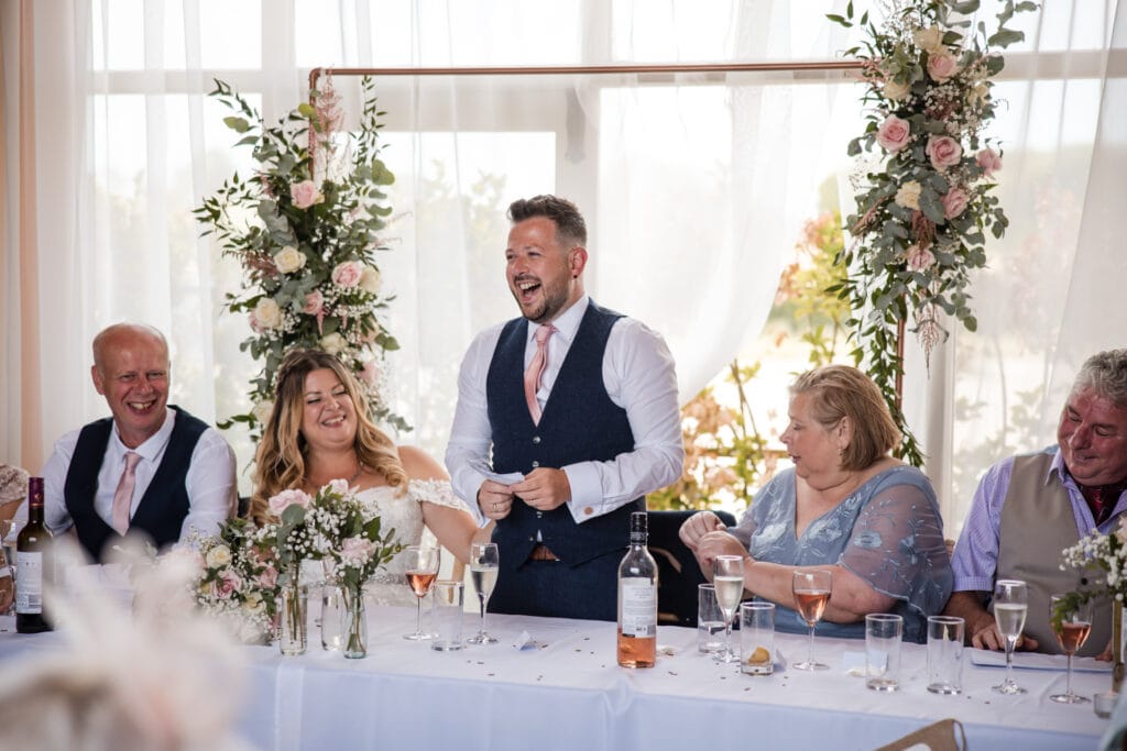 Groom speech at reception at Stratton Court Barn Wedding Venue