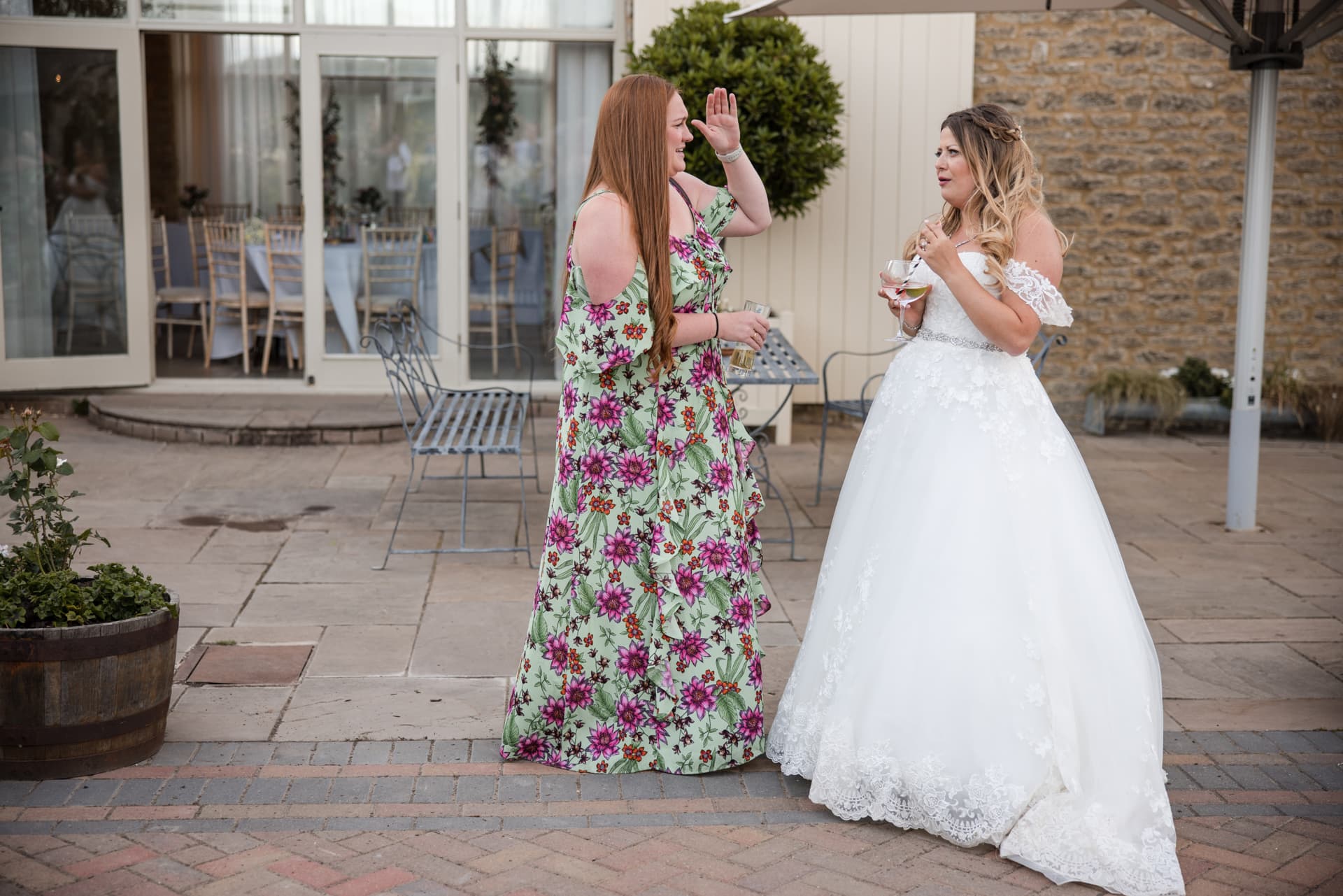 Bride talking to friend
