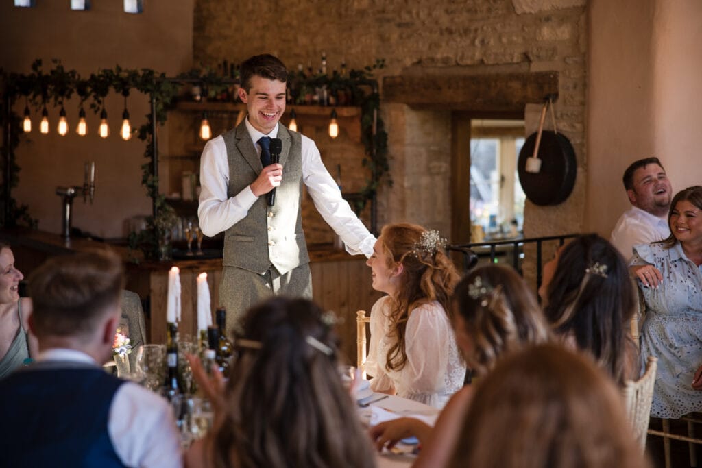 Groom speech at Oxleaze Barn Wedding Venue