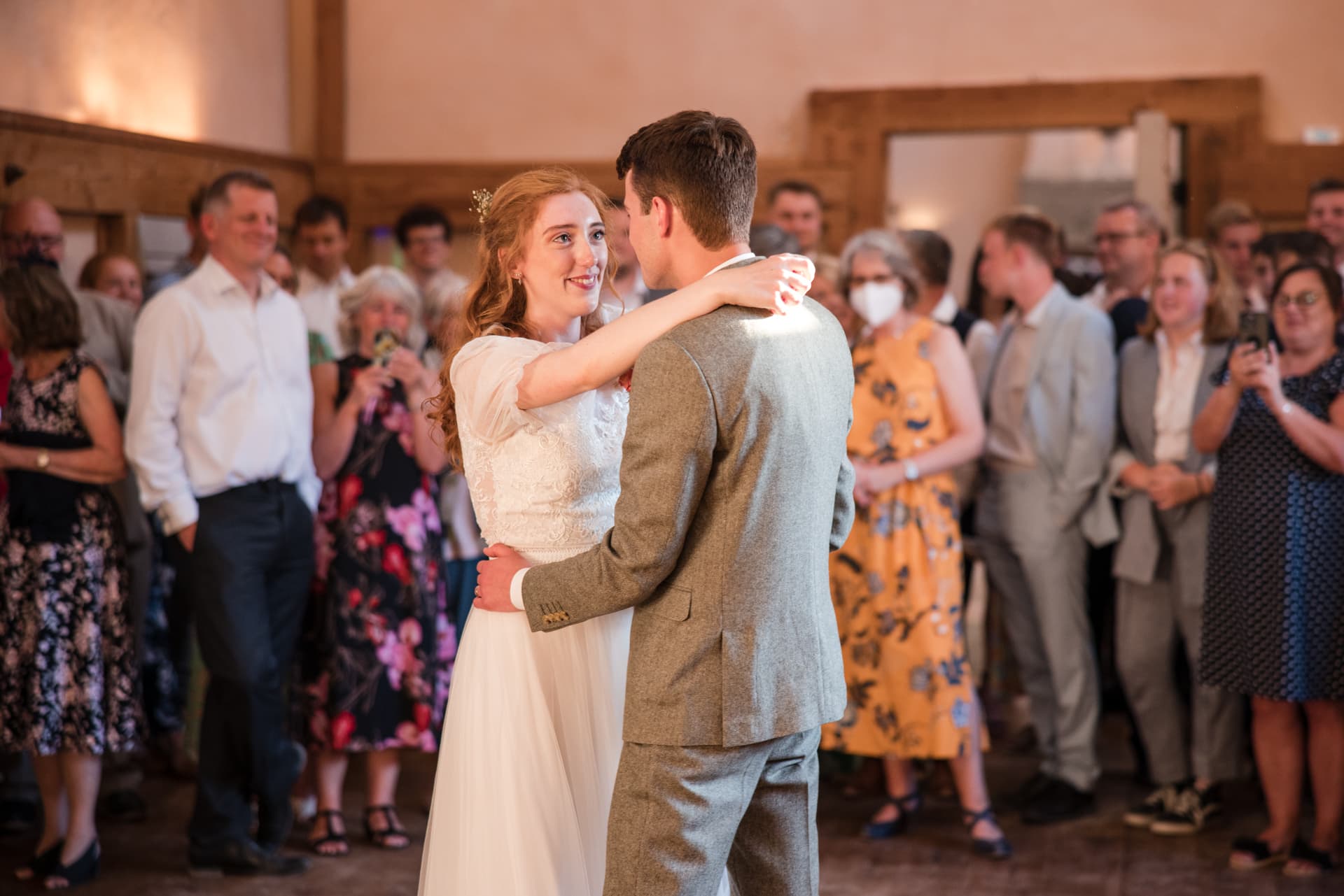 Bride and Groom first dance at Oxleaze Barn