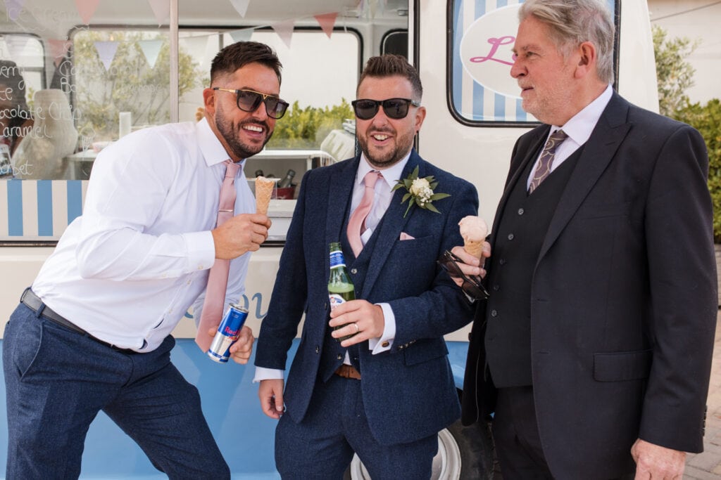 Bride and friends at the Ice cream van