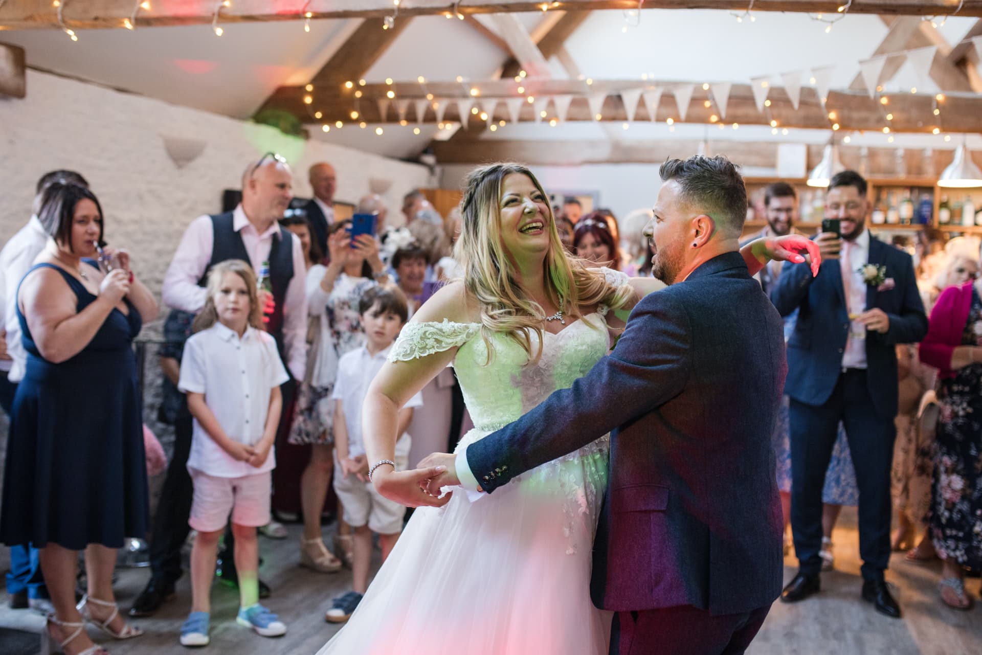 Bride and Groom first dance at Stratton Court Barn Wedding Venue