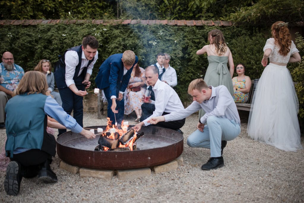 Marshmallows around the fire pit