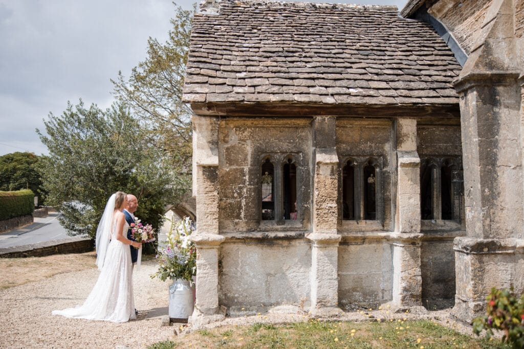Bride and Father about to enter the church