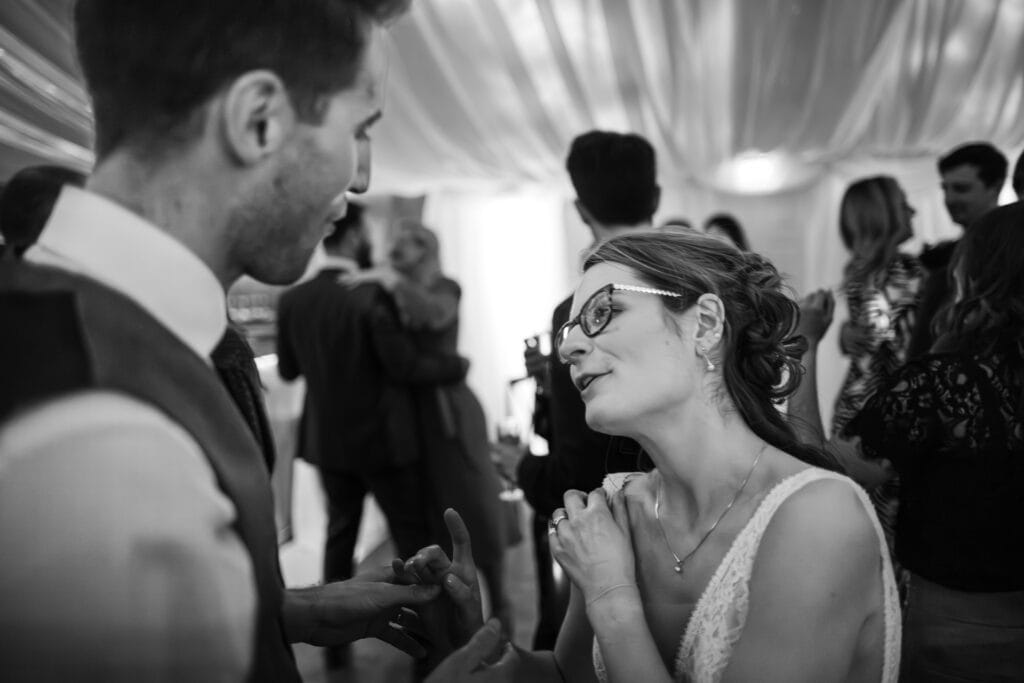 Bride and Groom dancing away at Notley Barn