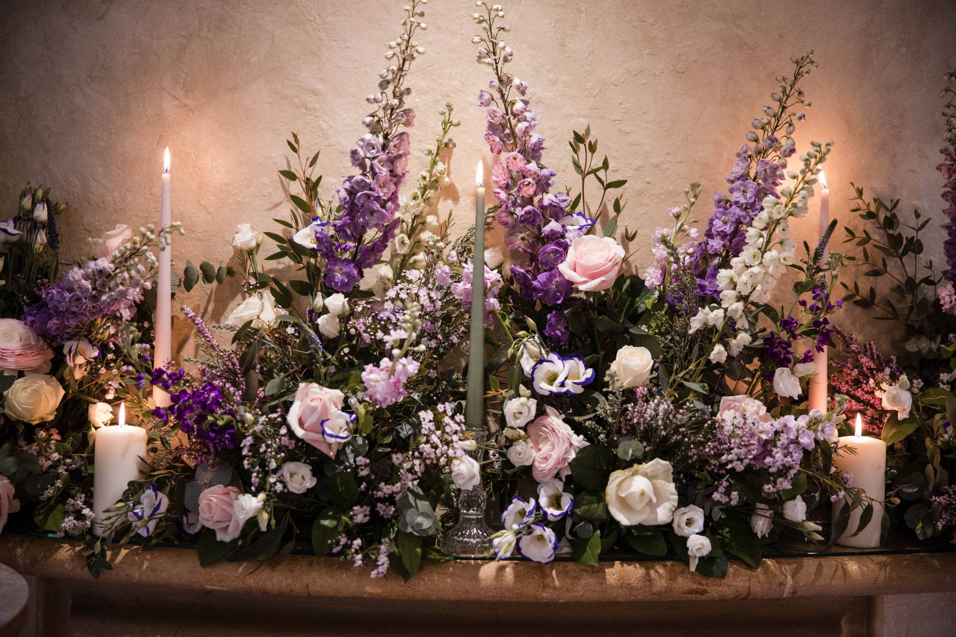 Flower arrangement at a Le Manoir aux Quat’Saisons Wedding