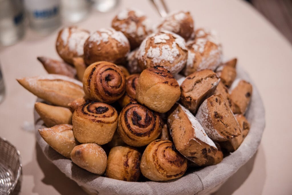 Different types of bread for the Wedding Breakfast guests at Le Manoir