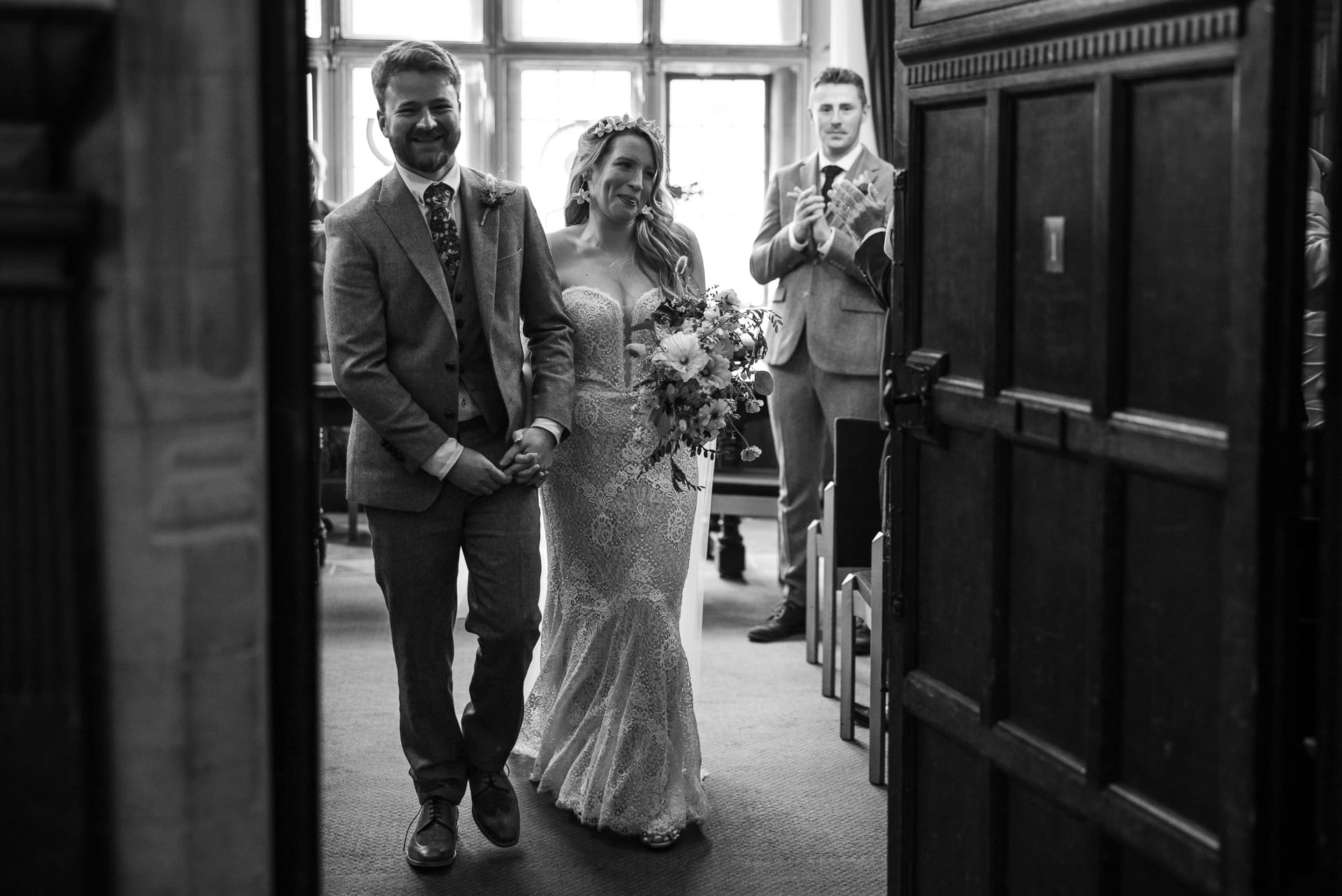 Bride and Groom exiting the registry office