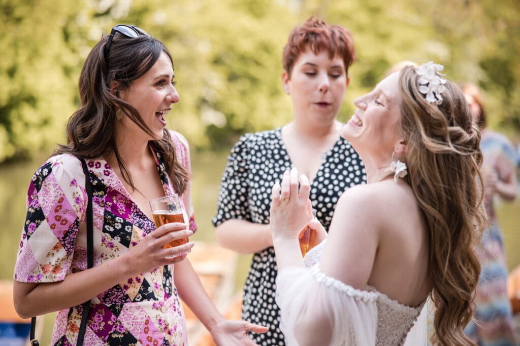 Guests and Bride laughing