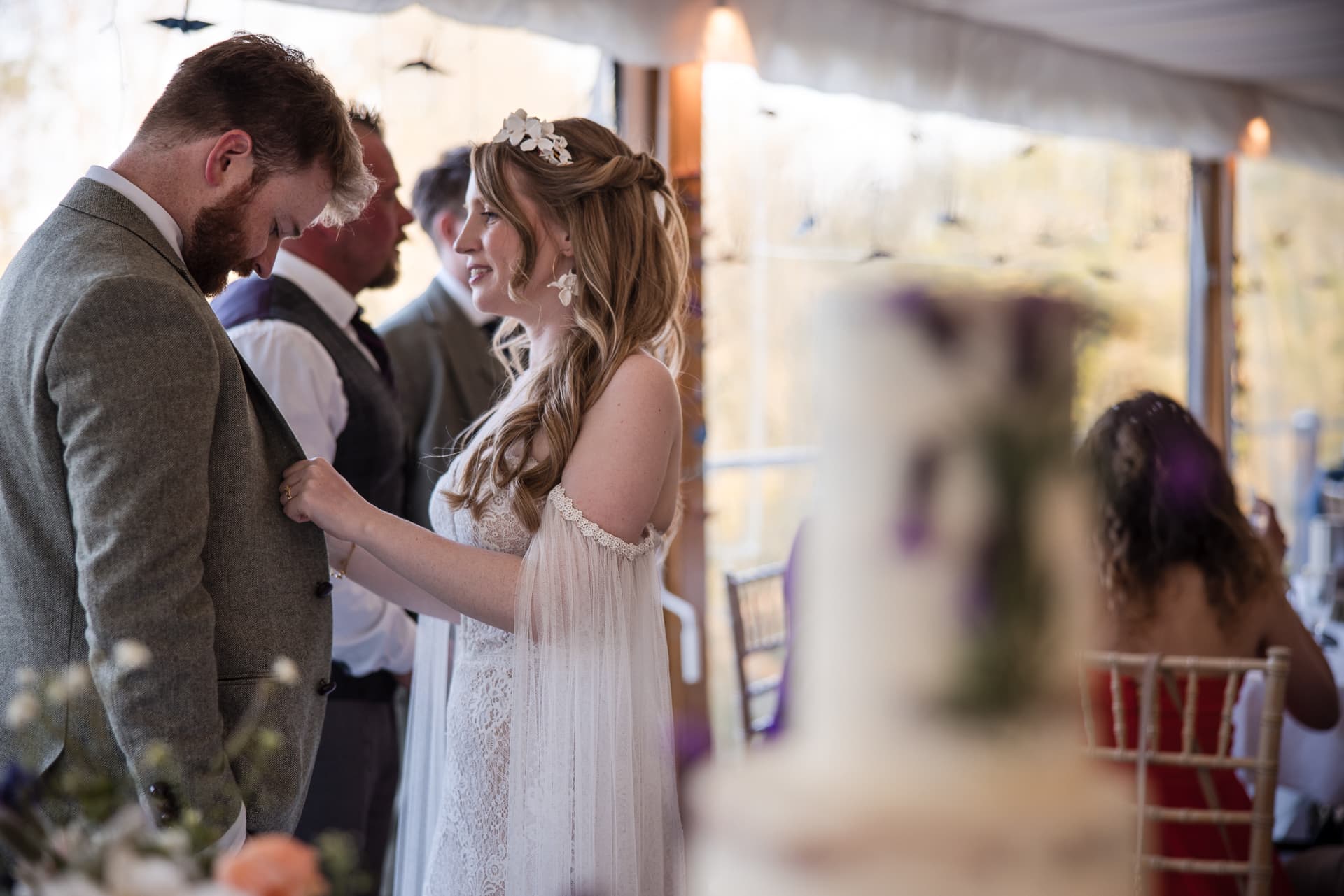 Bride and Groom moment together at the Cherwell Boathouse