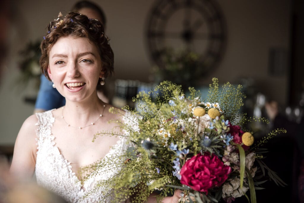 The bride holding the wedding bouquet