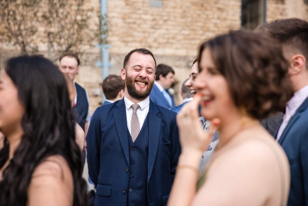Guest laugh in the Malmaison Oxford garden