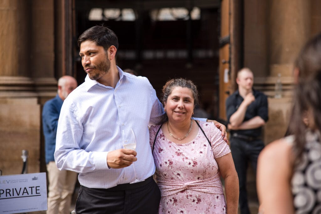 Mother and Son enjoying a moment outside of the Sheldonian Theatre