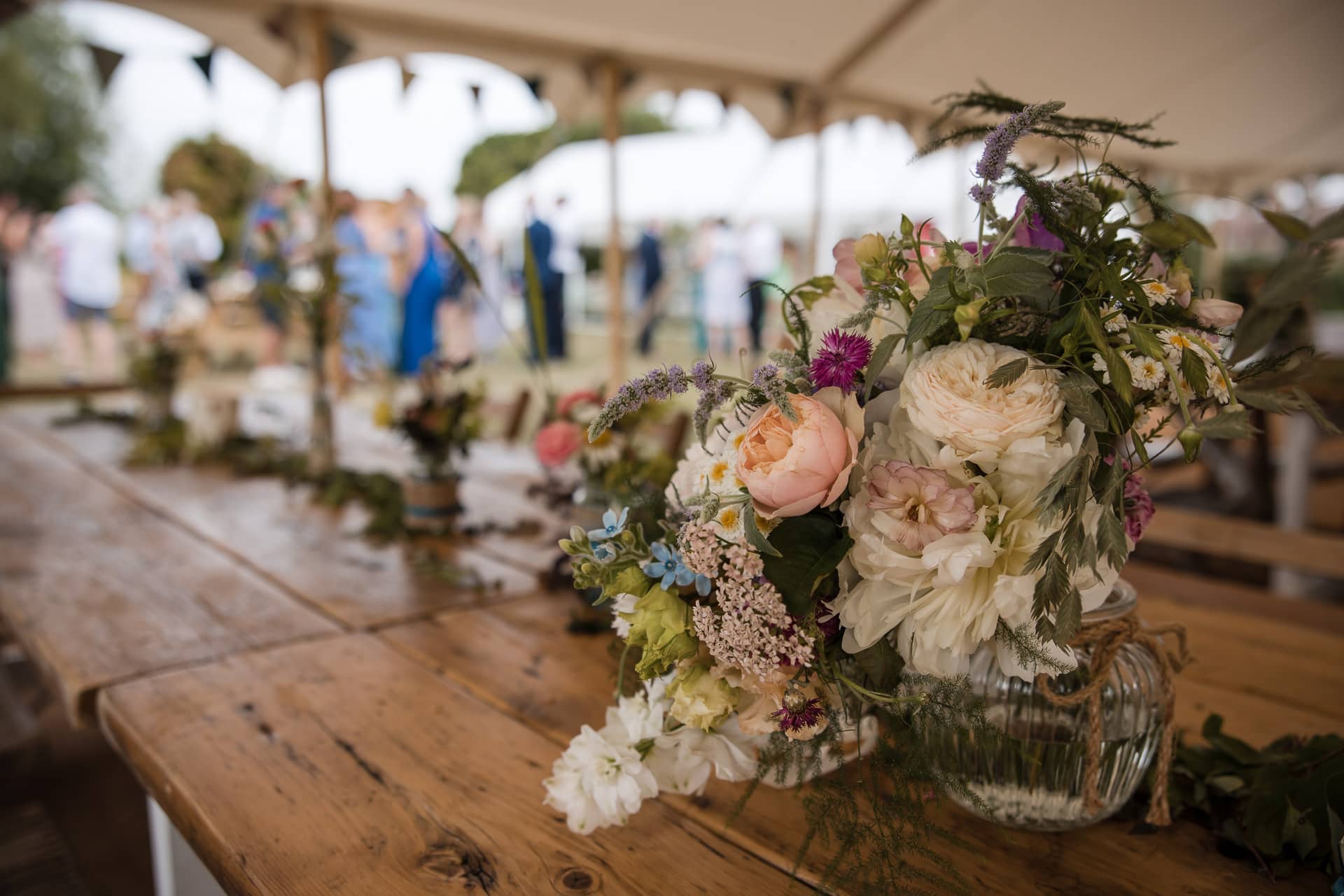 Table flowers at the Sandhurst Farm Wedding Reception
