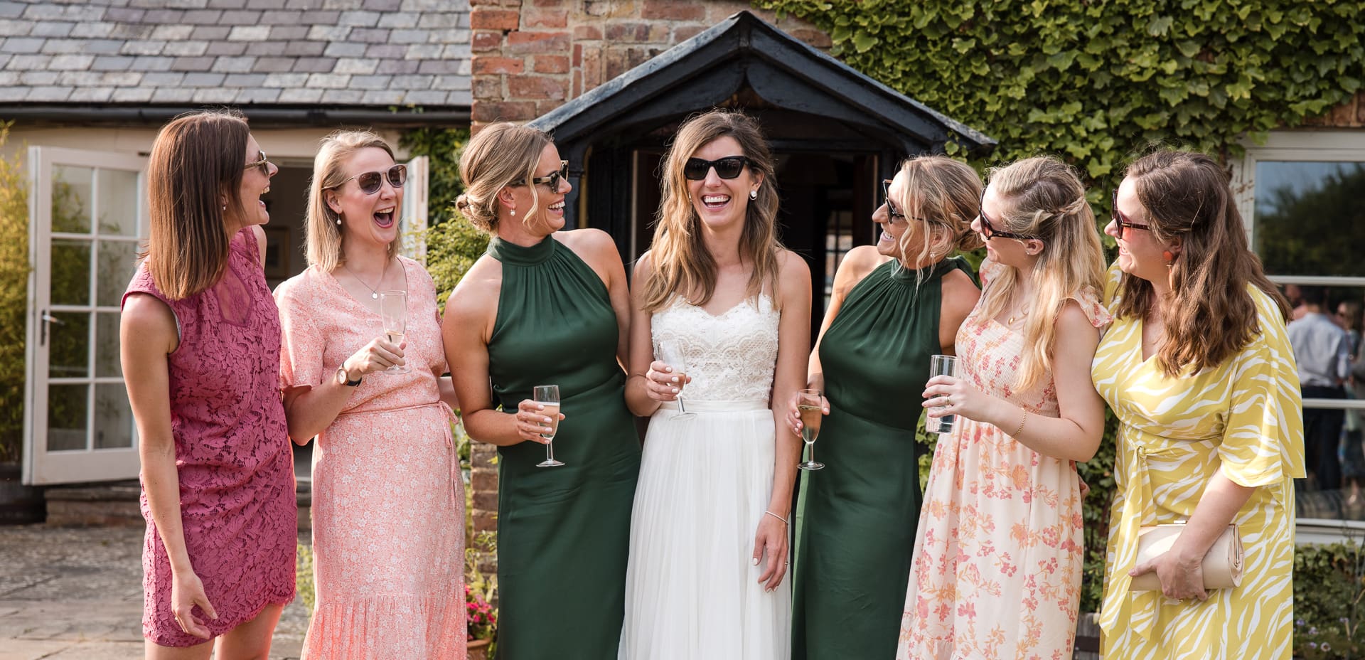 The Bride in shades with all her best girlfriends.