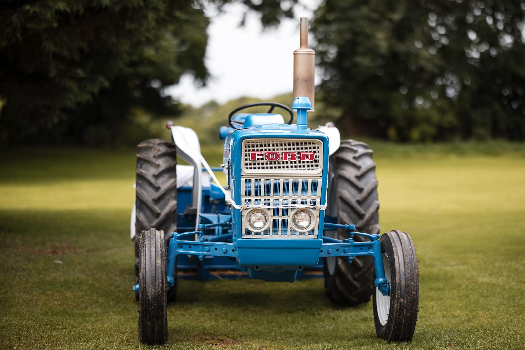 Old Blue Ford Tractor at Dovecote Barn Wedding