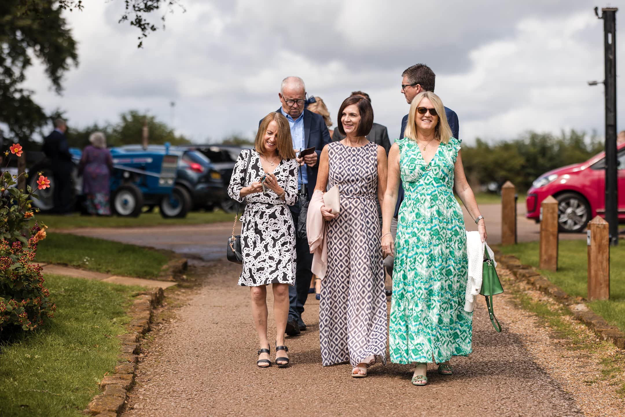 Guests arriving for Dovecote Barn Wedding