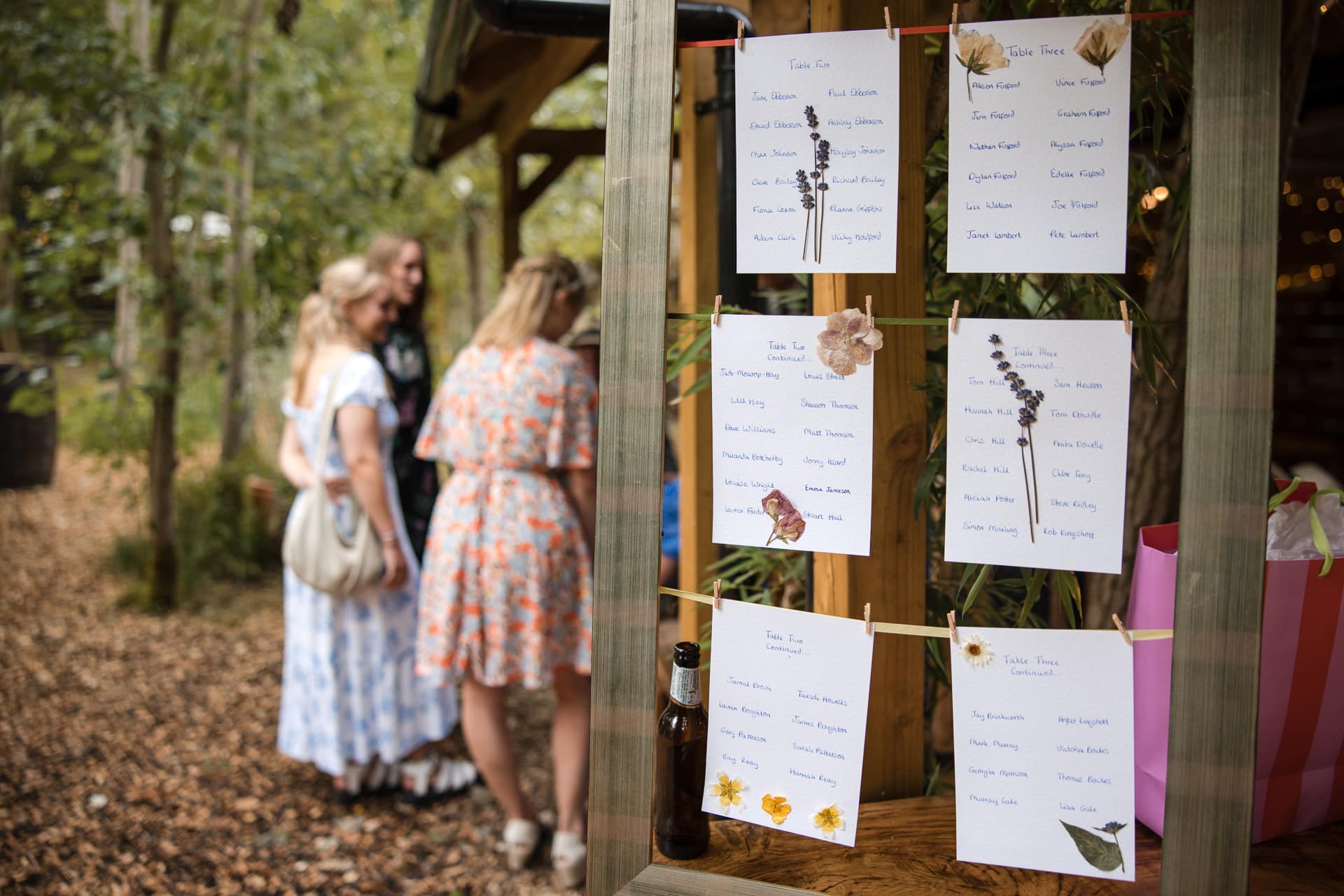 Seating plan at the Endeavour Woodland wedding venue