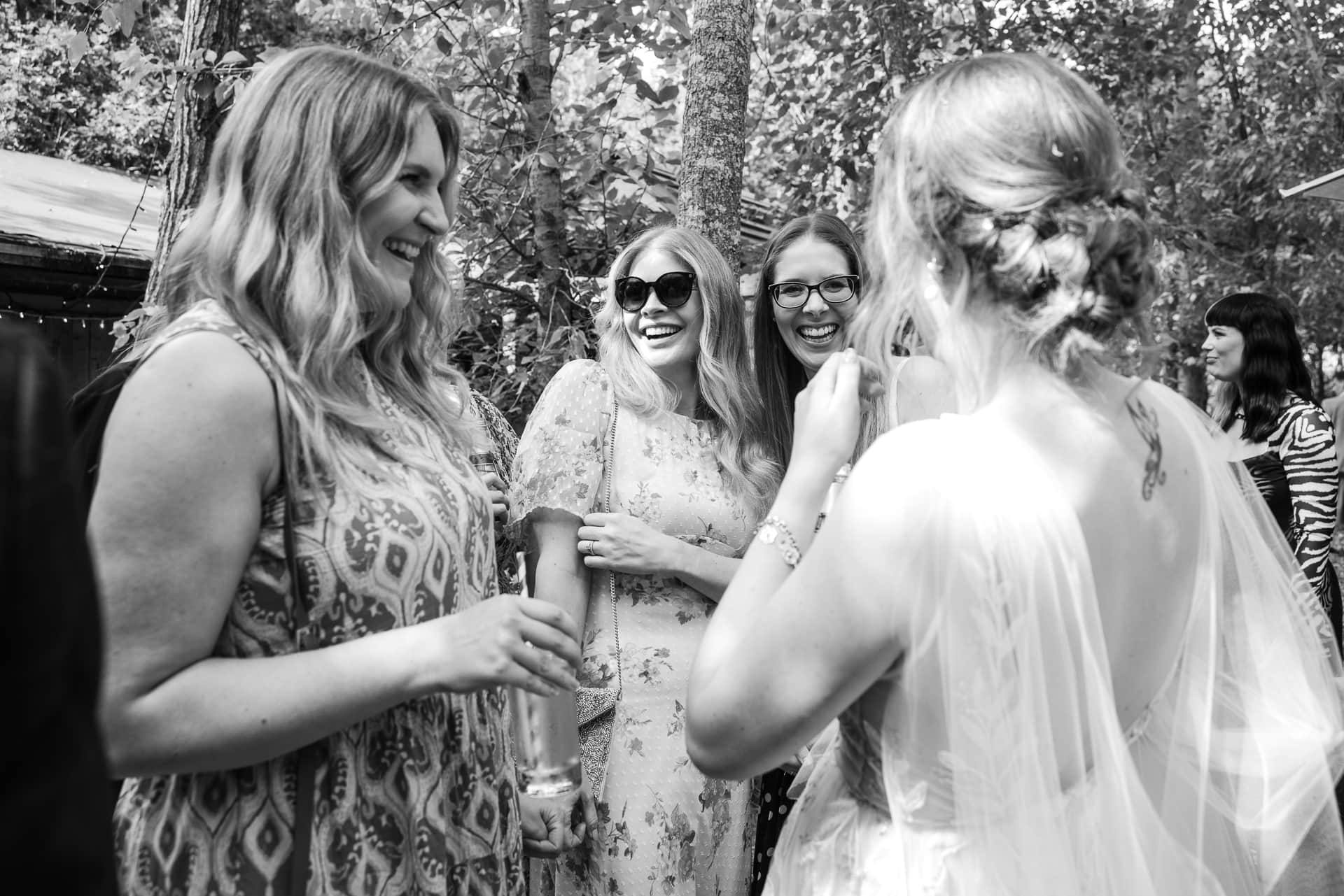 Bride and her friends having a laugh