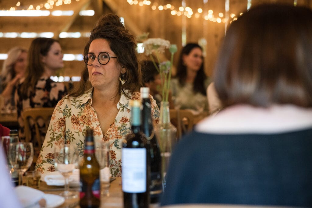 Guest pulling a face during the speeches