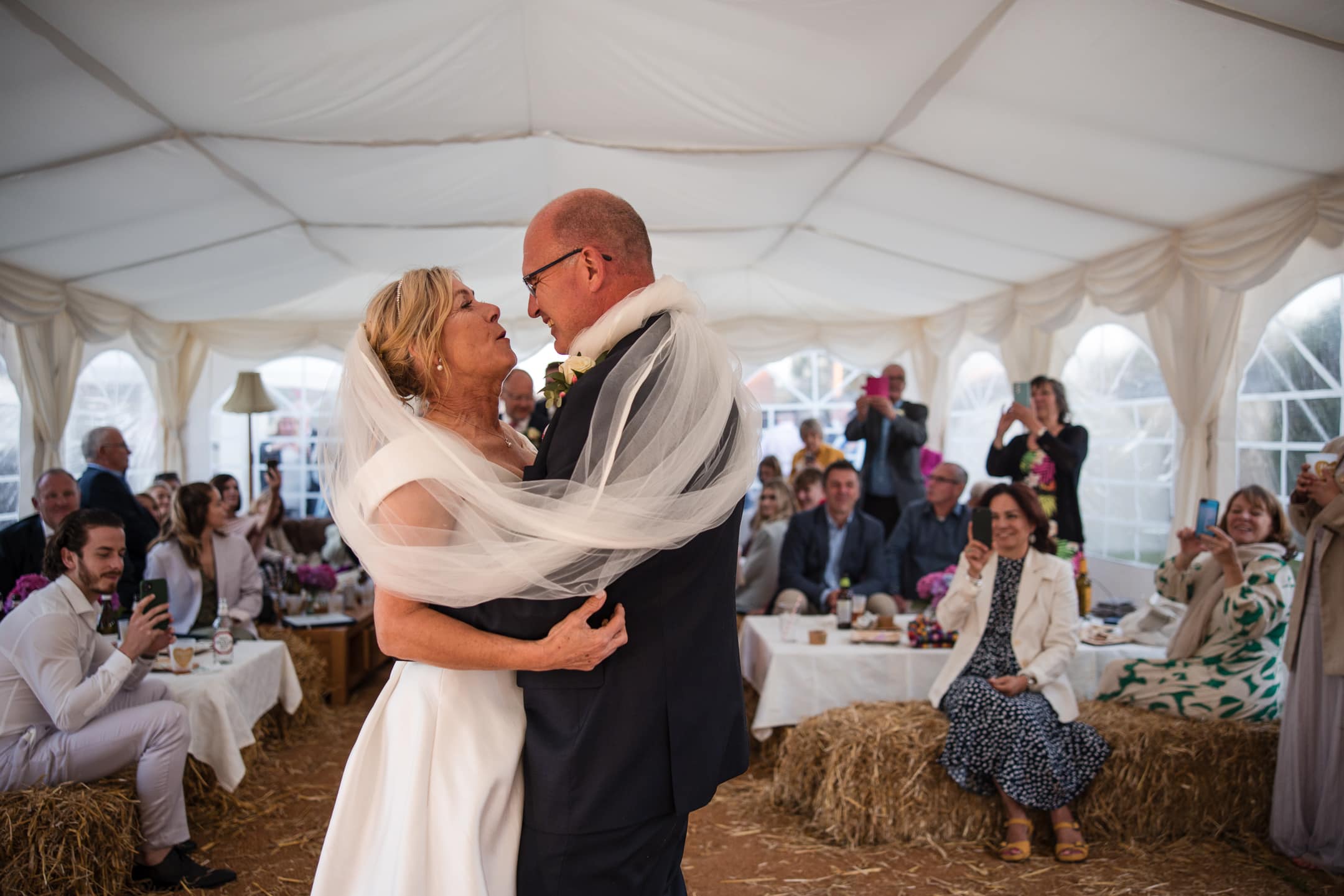 Bride and Groom first dance after the Dovecote Barn Wedding