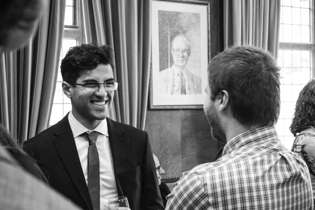 Guests talking during drinks reception
