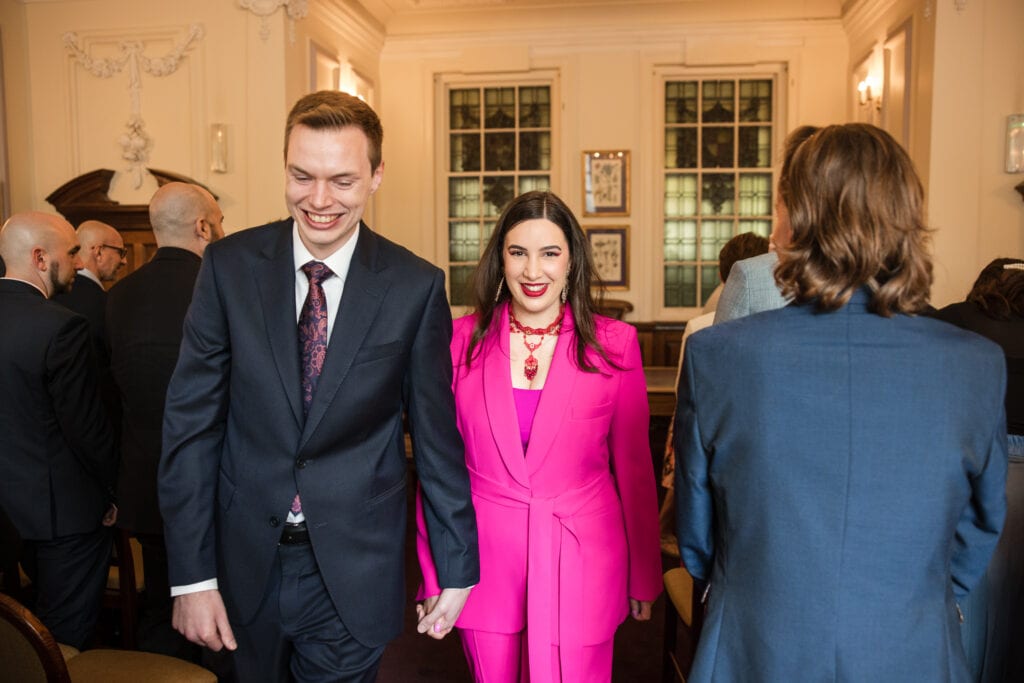 Bride and Groom leaving the registry office in Oxford.