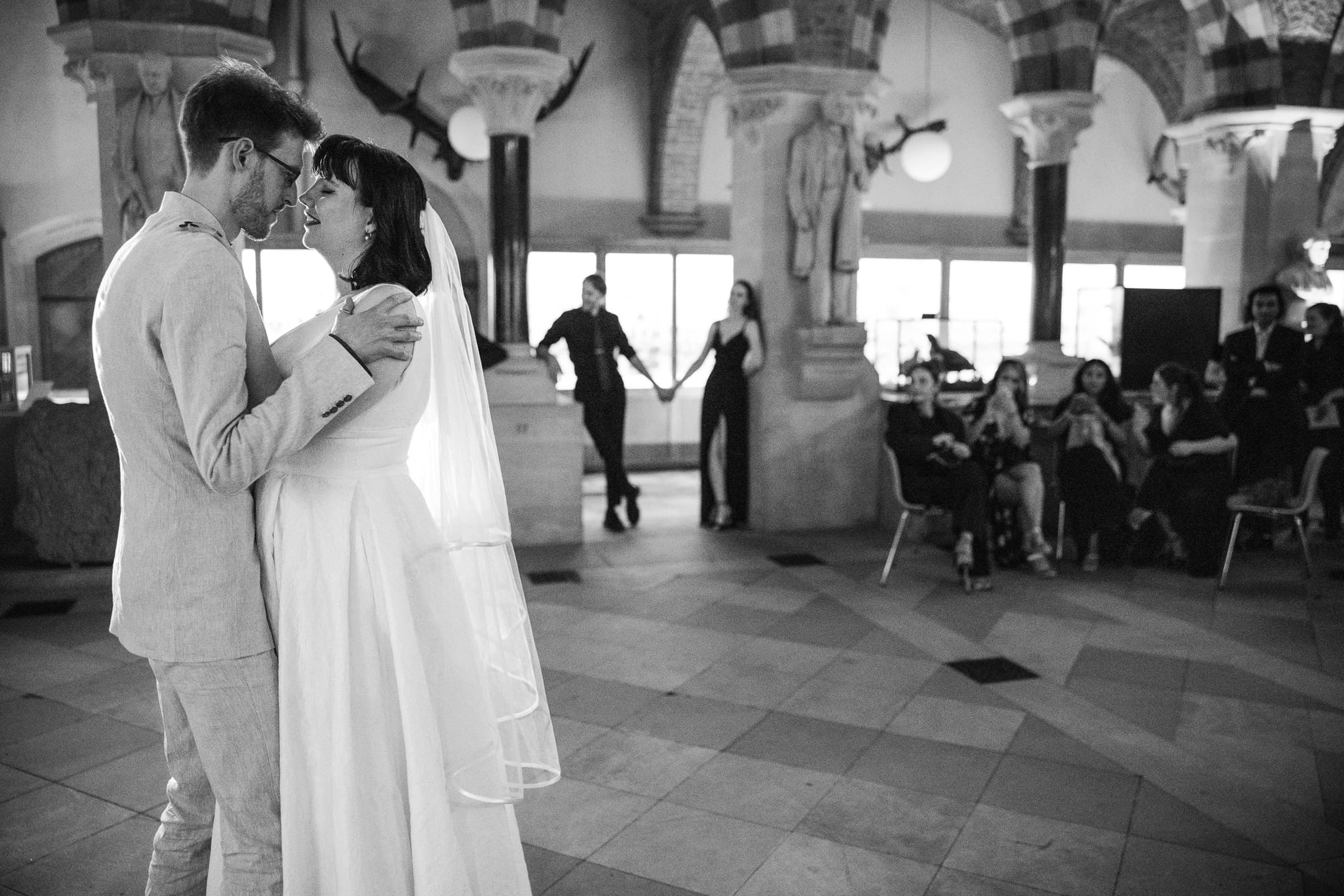 Bride and Groom first dance at the Oxford Natural History Museum wedding reception