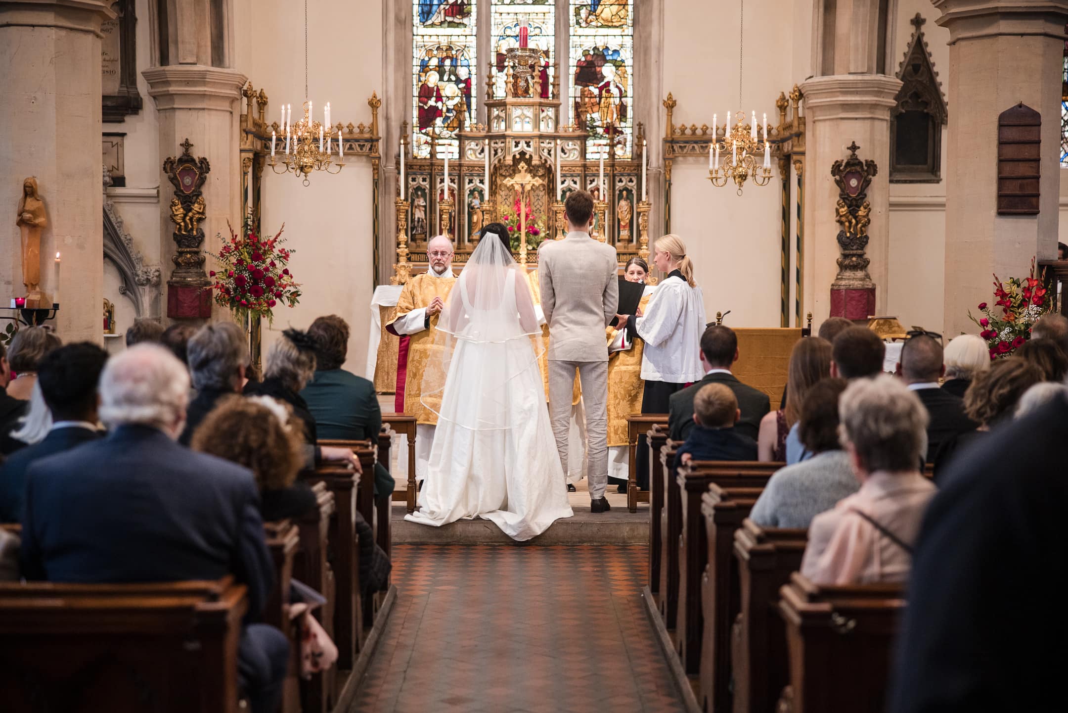 Bride and Groom wedding ceremony at St Mary Magdalen Church Oxford
