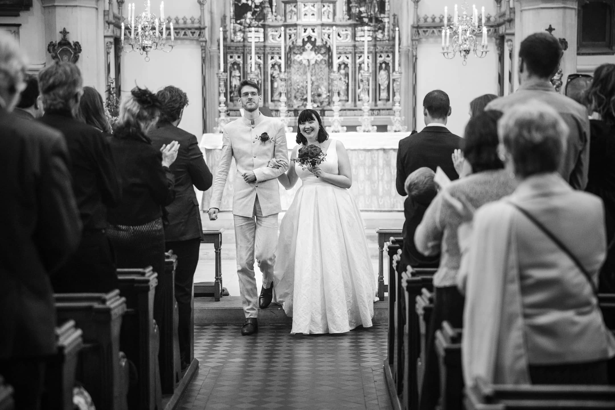 Bride and Groom just married at St Mary Magdalen Church Oxford