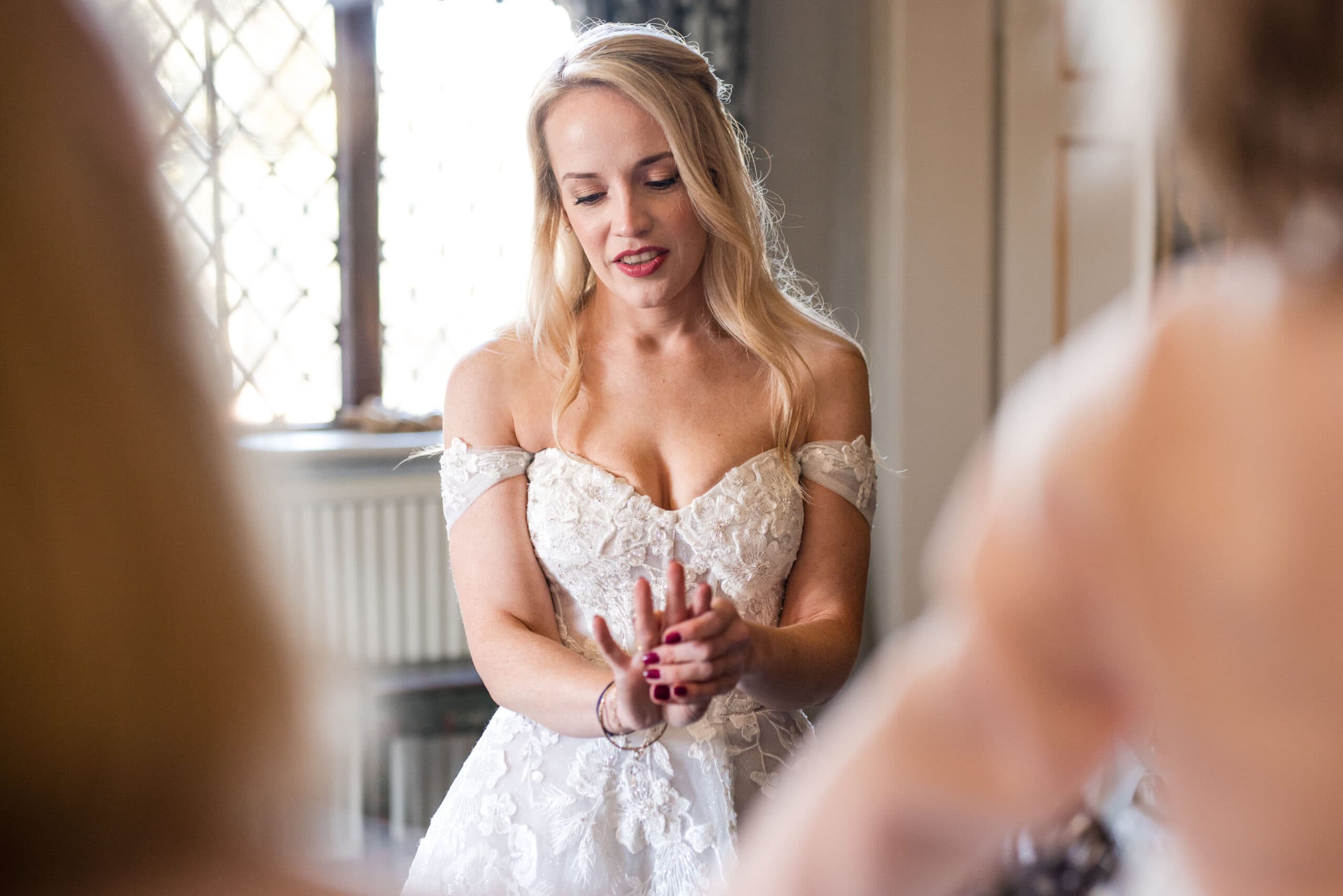 Chenies Manor Wedding with the Bride getting ready