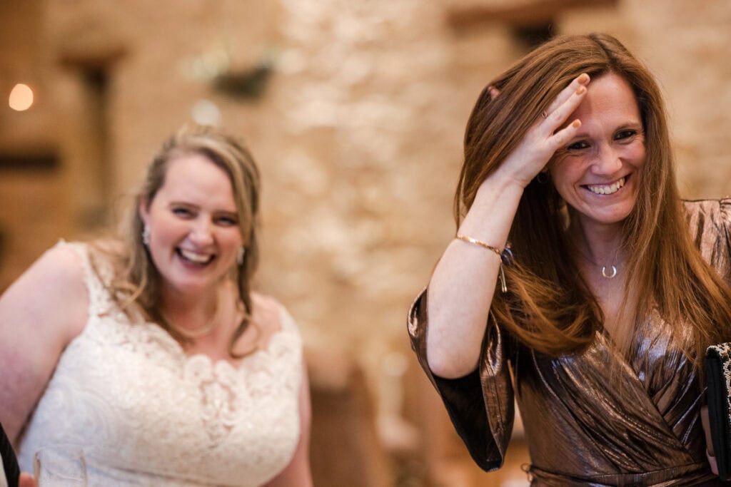 Bride joking with best friends