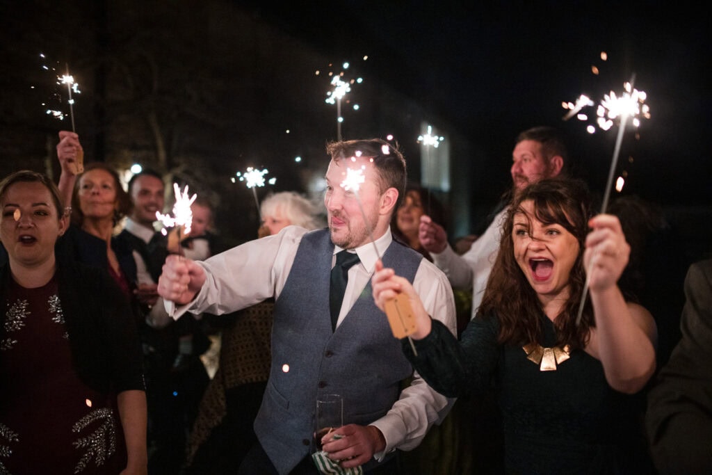 Guests enjoying sparklers