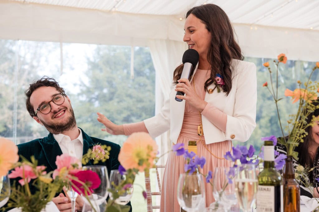 Family speech at Ardington House Marquee Wedding.